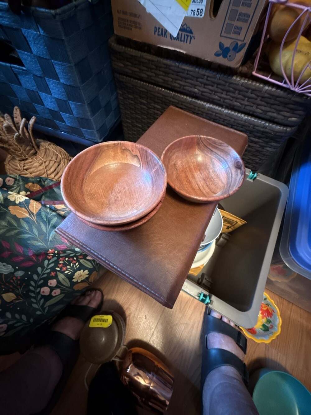 Handmade Wooden Salad Serving Bowls Set of 3 Brown Wood
